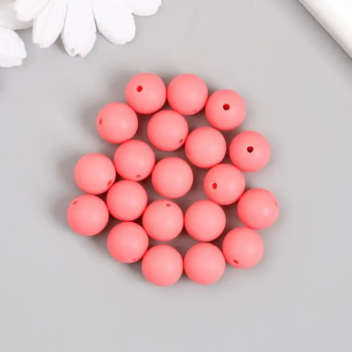 Бусины для творчества пластик Бусины для творчества пластик "Розовый" матовые d=1,2 см набор 20 гр