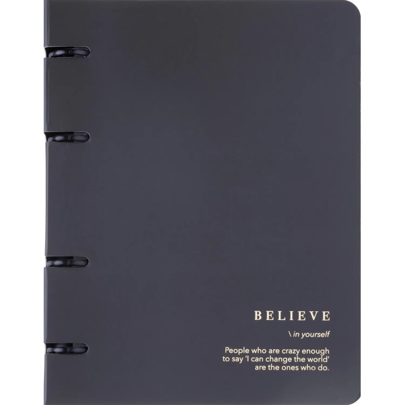 Тетрадь общая, BS, А5, 120л., клетка, кольца, Believe, черный N4761