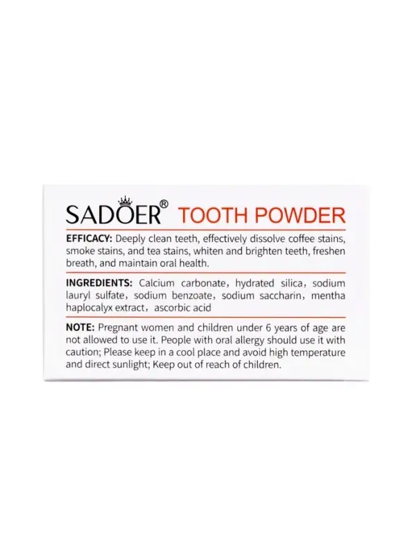 Зубной порошок Sadoer с ароматом апельсина, 60 г