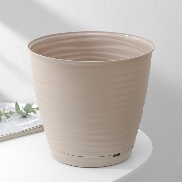 Горшок для цветов с поддоном Saffron, 5,4 л, d=22,4 см, h=20,5 см, цвет бежевый Горшок для цветов с поддоном Saffron, 5,4 л, d=22,4 см, h=20,5 см, цвет бежевый