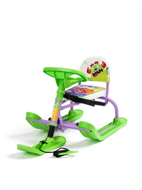 Снегокат &laquo;Twiny1+&raquo; с монстриками, со спинкой, зелёный, фиолетовый, TW1+/МН Nika Kids