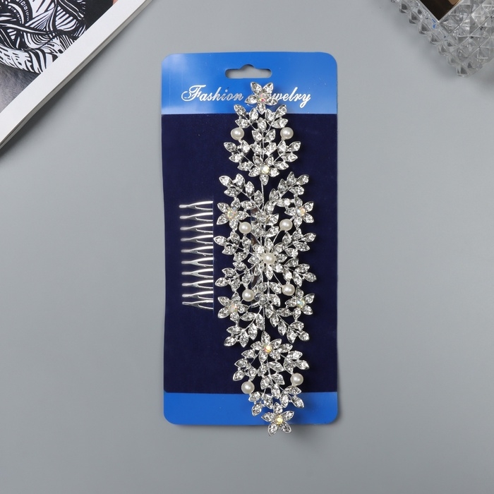 Гребень для волос Гребень для волос "Розмари" цветочный, 16х6 см, серебро