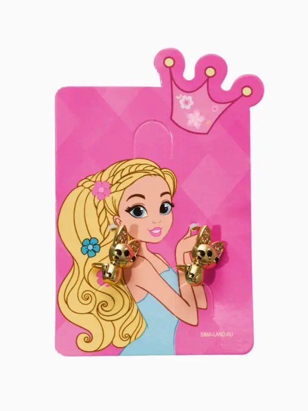 Серьги детские Серьги детские "Выбражулька" котик, цвет белый в золоте