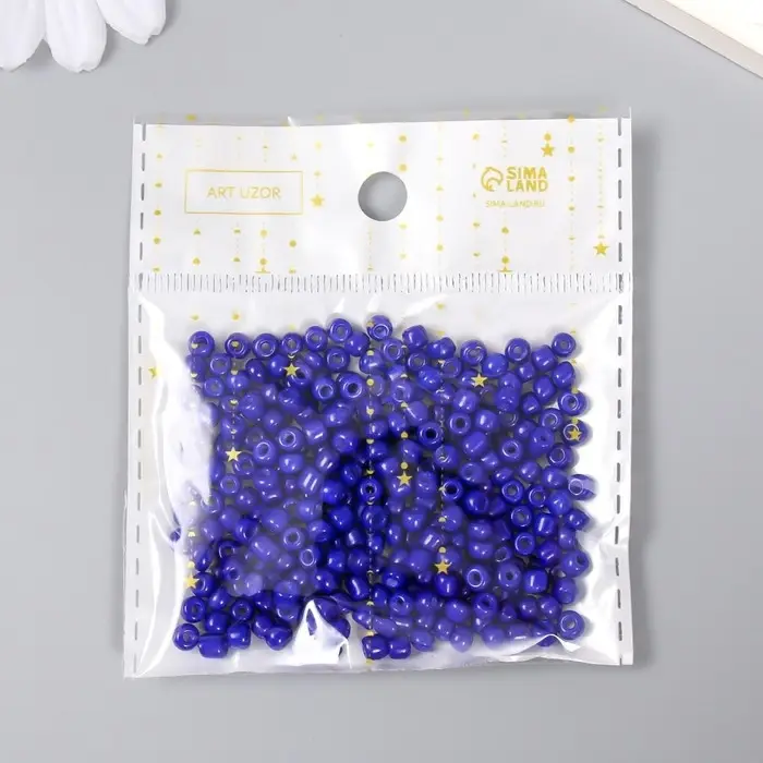 Бисер круглый 6/0  Бисер круглый 6/0 "Синий неон" 20 гр