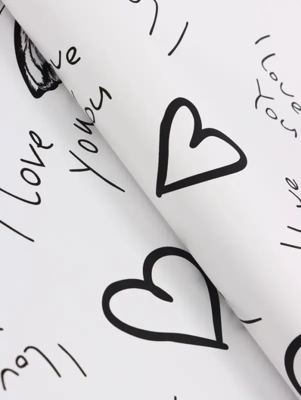 Плёнка флористическая для цветов &laquo;Бабочки и сердца&raquo;, белый с чёрным, 57&times;57 см