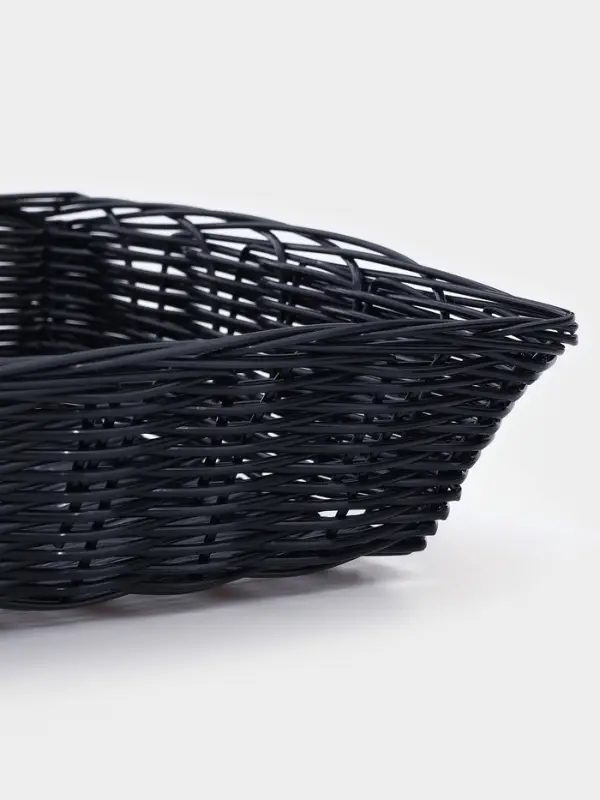Корзинка для фруктов и хлеба Доляна &laquo;Плетёнка&raquo;, 24&times;24&times;6.5 см, пластик, плетёная, чёрная