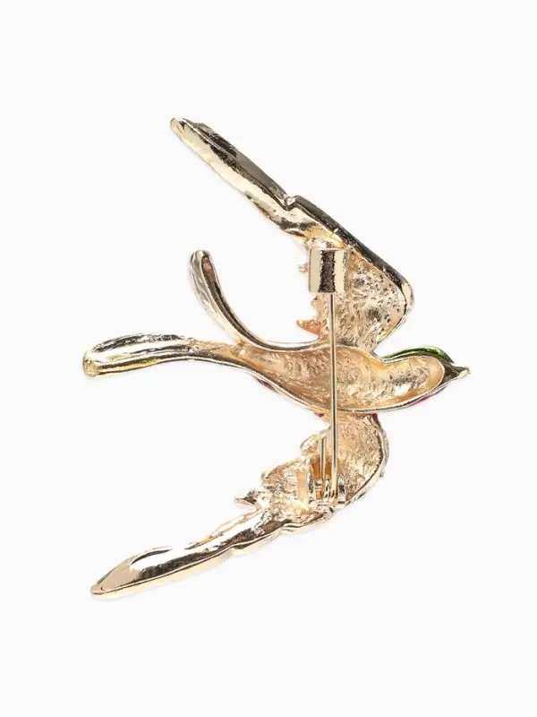 Брошь &laquo;Птица&raquo; ласточка,  цветная в золоте