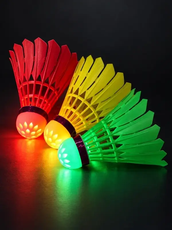Воланы для бадминтона с LED подсветкой ONLYTOP, набор 3 шт., нейлон