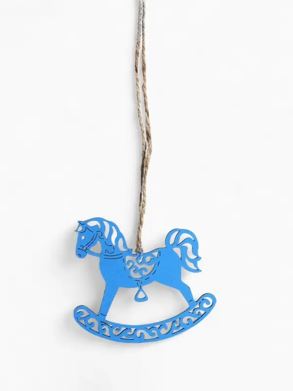 Ёлочное украшение "Лошадка" резная 9х8 см, Синий