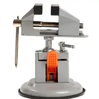 Мини-тиски алюминиевые ТУНДРА, усиленное крепление на присоске, поворотный шарнир, 75 мм