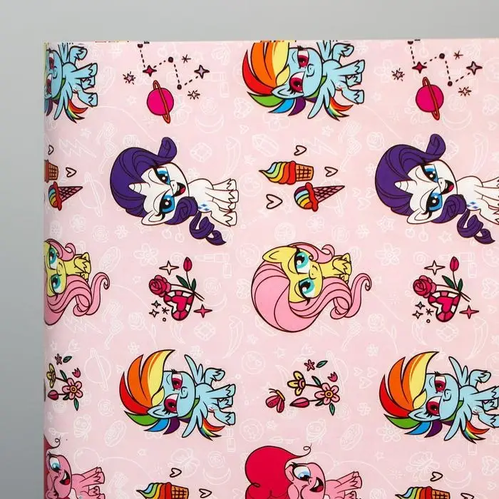 Бумага упаковочная глянцевая двусторонняя, 60*90 см, My Little Pony,