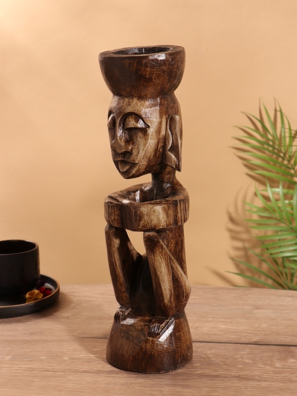 Подсвечник "Абориген" 10х10х36 см, дерево