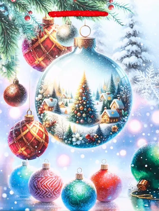 Пакет подарочный новогодний ламинированный, «Ёлка в шаре» , 18×10×22.3 см