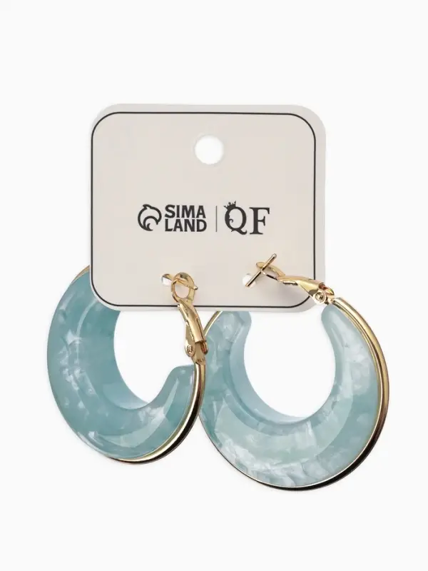 Серьги-кольца акрил Серьги-кольца акрил "Тренд", цвет голубой в золоте