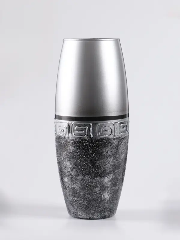 Ваза «Абстракция», полоса, овал, h=26 см, стекло, серо-чёрная Ваза «Абстракция», полоса, овал, h=26 см, стекло, серо-чёрная