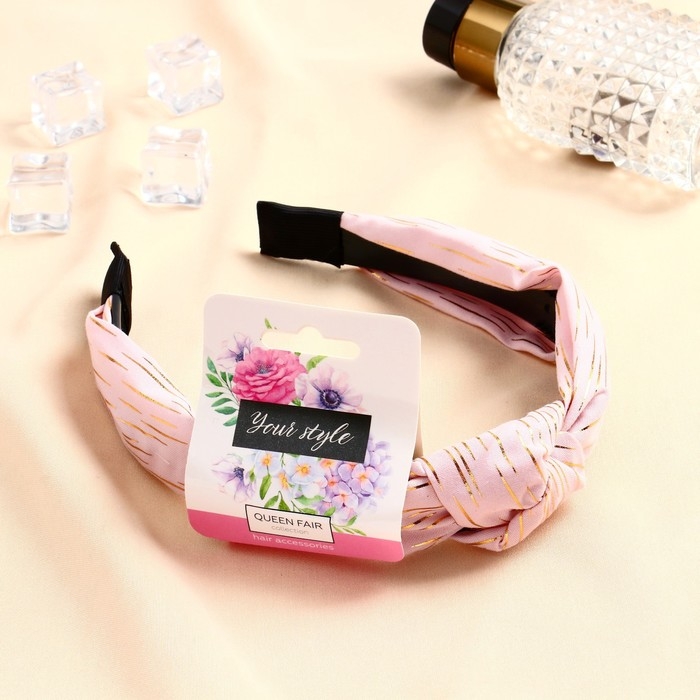 Ободок для волос Ободок для волос "Амата" золотая нить, 3 см, розовый