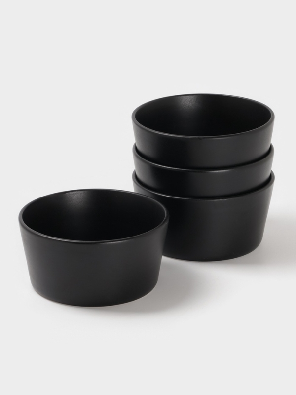 Набор салатников Доляна «Гранит», 4 шт., 800 мл, 14.5×7 см, керамика, чёрный