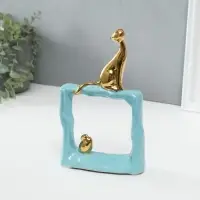 Фигурка керамика &laquo;Кошки-мышки. Квадрат&raquo;, голубой с золотом, 5.2&times;13.5&times;23 см