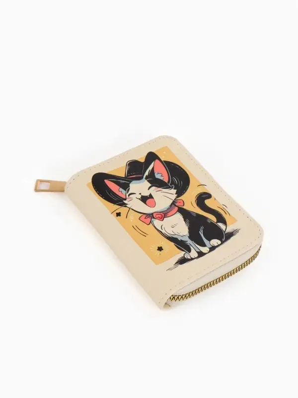 Кошелёк на молнии &laquo;Выбражулька&raquo;, 8.5&times;2.5&times;10.5 см, с принтом, бежевый
