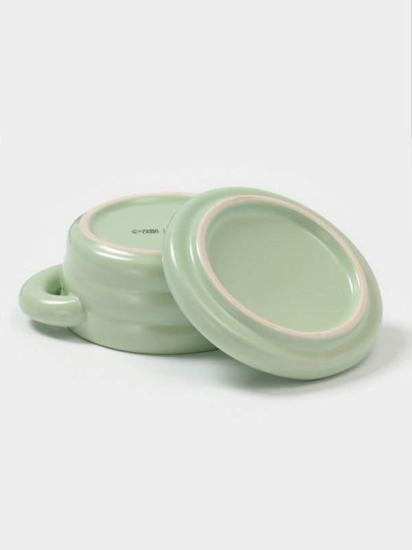 Горшочек для запекания Доляна «Зефир», 250 мл, 15×10,5×6,3 см, с ручками, с крышкой, керамика, зелёный Горшочек для запекания Доляна «Зефир», 250 мл, 15×10,5×6,3 см, с ручками, с крышкой, керамика, зелёный