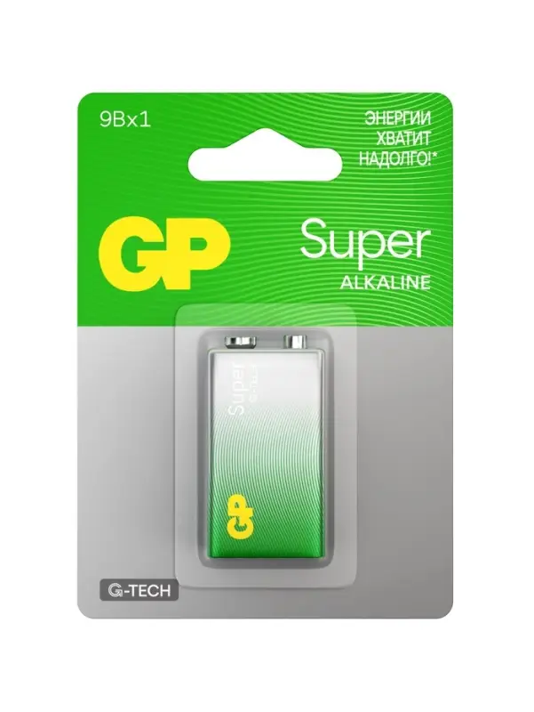 Батарейка алкалиновая GP Super, 6LR61 (6LF22, MN1604)-1BL, 9 В, крона, блистер, 1 шт.