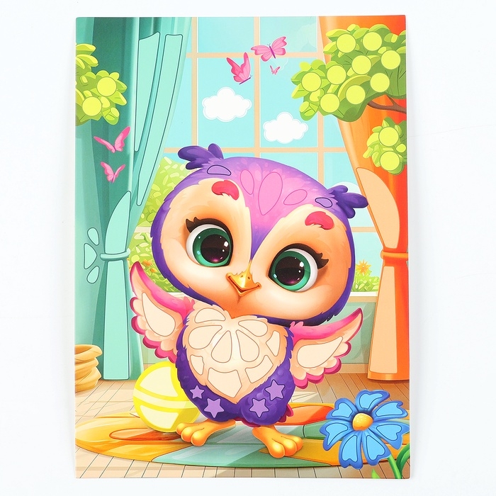 Аппликация форменными стикерами «Совушка», набор для творчества, стикерная мозаика Аппликация форменными стикерами «Совушка», набор для творчества, стикерная мозаика