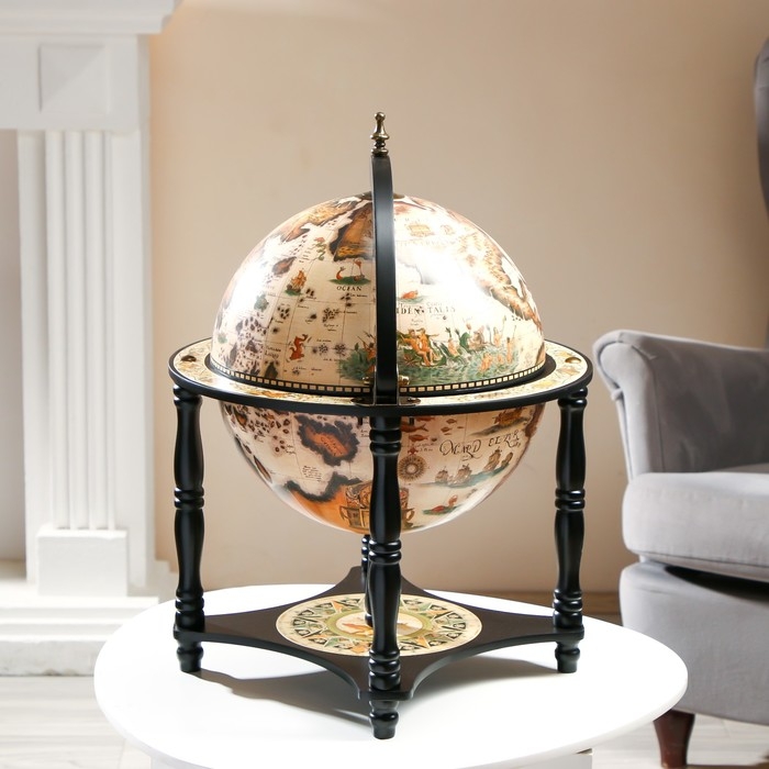 Глобус бар декоративный Глобус бар декоративный "Карта странника" с подставкой внизу 41,6х41,6х56 см