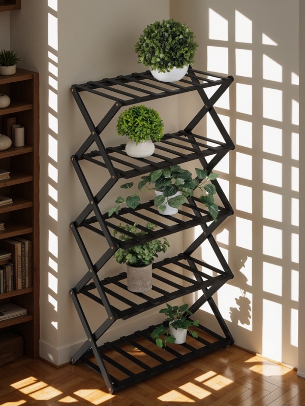 Подставка для цветов Greengo, 5 полок, 50 × 25 × 89 см, напольная, бамбук, чёрная Подставка для цветов Greengo, 5 полок, 50 × 25 × 89 см, напольная, бамбук, чёрная