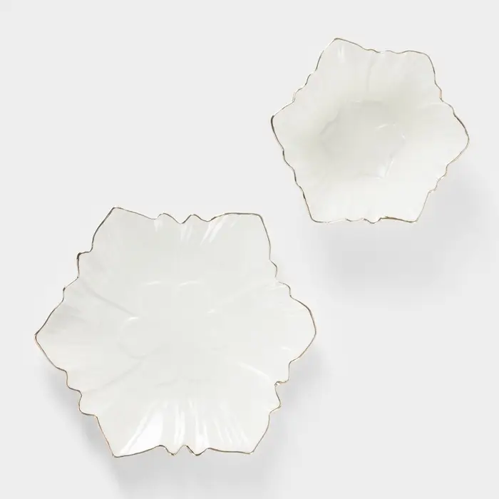 Набор салатников &laquo;Богема. Фиалка&raquo;, 2 шт., 13&times;5.5 см, 18&times;2 см, керамика, цвет белый