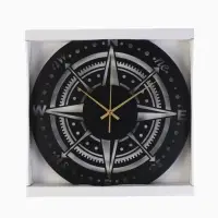 Часы настенные интерьерные &laquo;Компас&raquo;, бесшумные, плавный ход, d=40 см, металл, чёрные