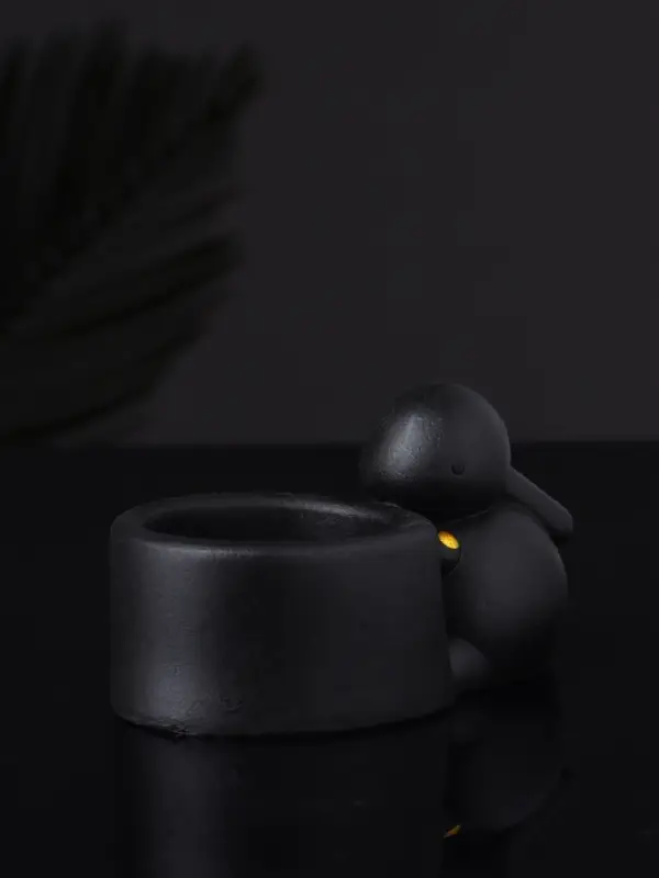 Подсвечник  Подсвечник "Заяц с чашей" 8х6х4,  черный