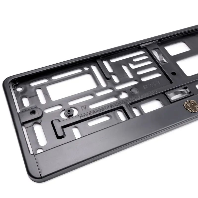 Рамка под номерной знак книжка, рельеф "Russia" (чёрный, золото) AVS RN-09