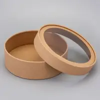 Набор круглых подарочных коробок, завальцованные с окном, крафт, набор 8 шт. , 18×6 см Набор круглых подарочных коробок, завальцованные с окном, крафт, набор 8 шт. , 18×6 см