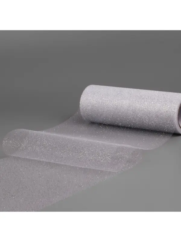 Фатин с глиттером, 15 см,9&plusmn;0.5 м, 11&plusmn;1 г/м&sup2;, цвет серебряный №06