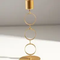 Подсвечник металл на 1 свечу "Три кольца" d=2,5 см золото 7,5х7,5х21 см