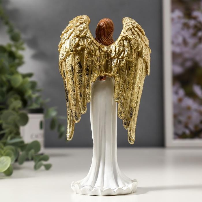 Сувенир полистоун Сувенир полистоун "Девушка ангел-хранитель с голубем, с золотыми крыльями" 16х8х5 см