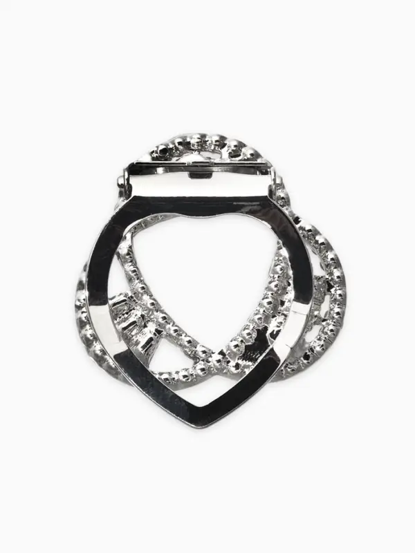 Зажим для платка "Узоры" три нити, цвет белый в серебре