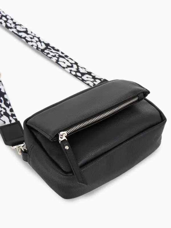 Сумка женская кросс-боди TEXTURA на молнии, 21&times;7&times;13 см, чёрная