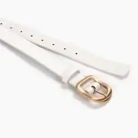 Ремень женский, 2.7&times;105 см, золотистая пряжка, 1 прокол, белый