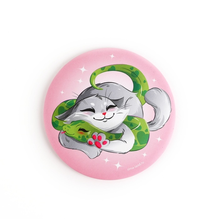 Зеркало карманное новогоднее «Новый год: Котенок», диам.7 см Зеркало карманное новогоднее «Новый год: Котенок», диам.7 см