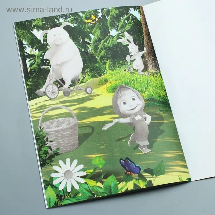 Книга с аппликациями, 20 стр., А5, Маша и Медведь