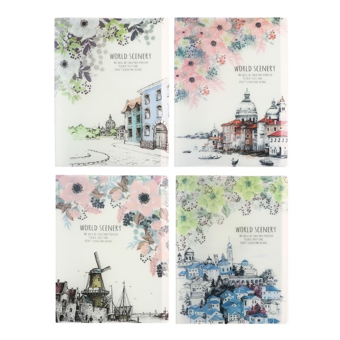 Папка формат А4, с 60 прозрачными файлами Папка формат А4, с 60 прозрачными файлами "Город", МИКС