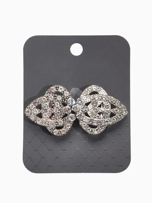 Зажим для кардигана Зажим для кардигана "Ажур", шип, цвет белый в серебре