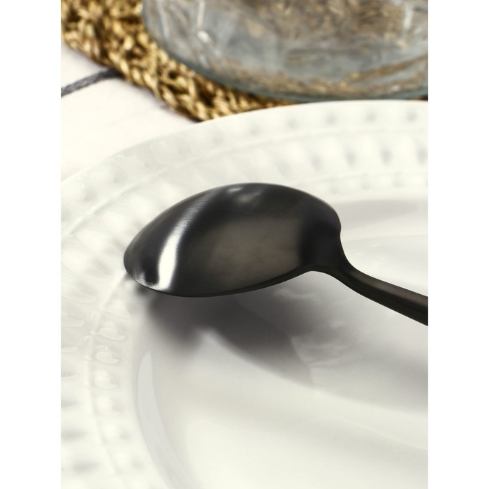 Ложка столовая из нержавеющей стали Magistro &laquo;Фолк&raquo;, длина 21 см, цвет чёрный