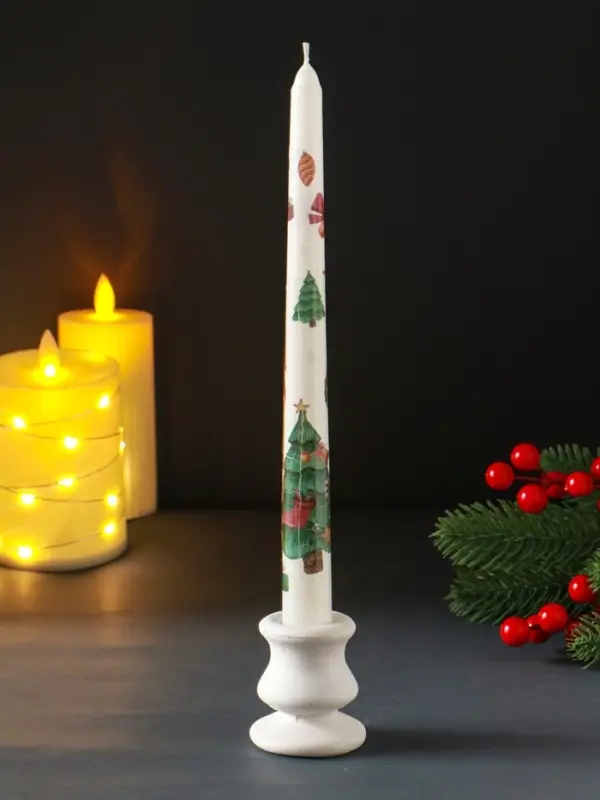 Свеча античная Свеча античная "Новый год" 255х22 мм, с декором