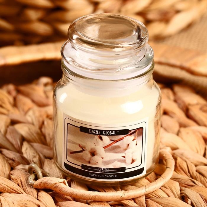 Свеча в банке Свеча в банке "Цветок хлопок" 82 гр 6х9х9 см