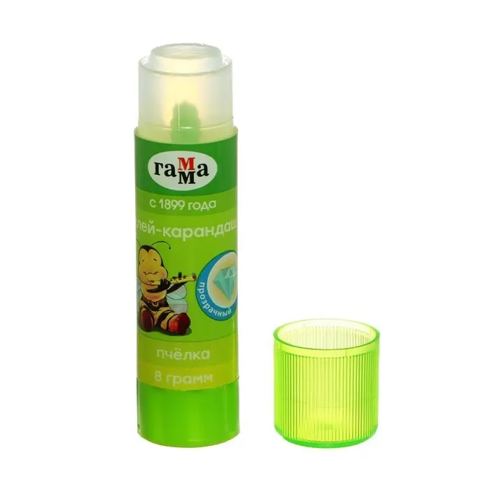 Клей-карандаш ПВП 8 г, Гамма Клей-карандаш ПВП 8 г, Гамма "Пчелка", прозрачный 1392022.08