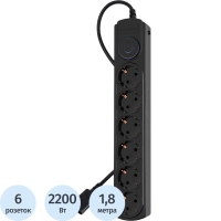Сетевой фильтр Ippon BK-6-UPS-1.8-10-B 1.8м (6 розеток) черный (1804672)