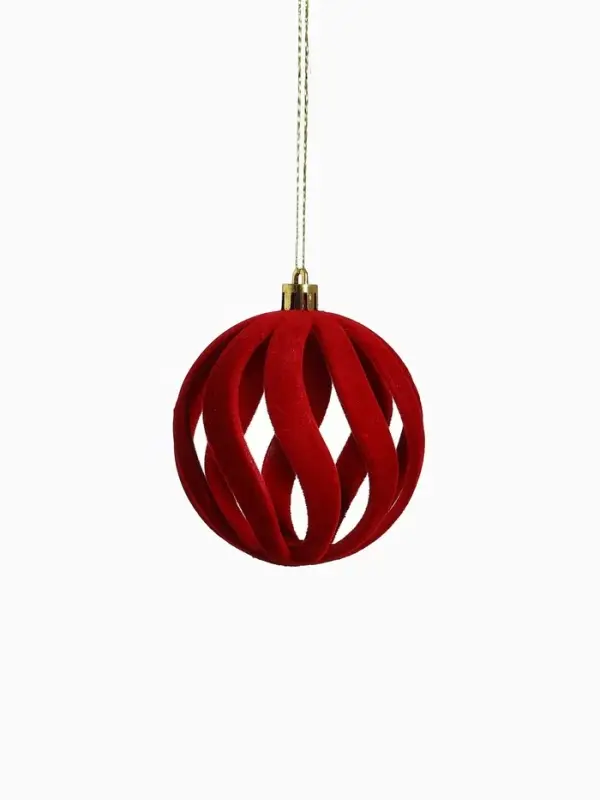 Набор шаров пластик d-8 см, 6 шт Набор шаров пластик d-8 см, 6 шт "Бархат. Грация" красный