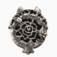 Брошь "Галлиотис" сова, цвет зелёный в чернёном серебре